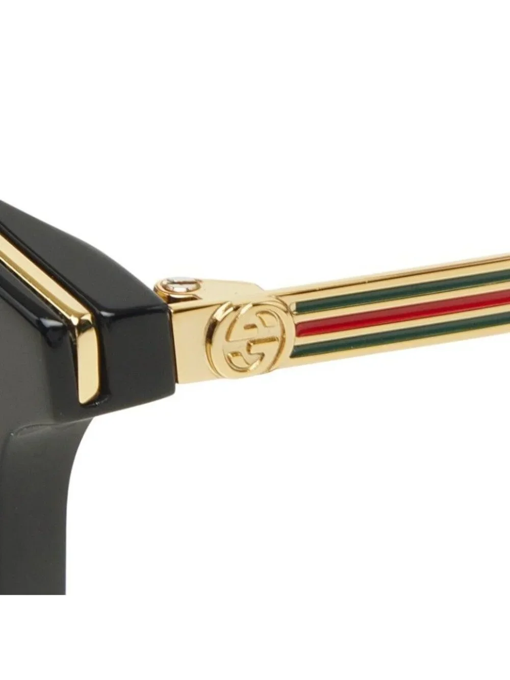 Gucci Interlocking Sunglasses Black Gold Acetate Eyewear